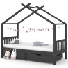 Estructura de cama infantil y cajones madera pino gris 90x200cm 1