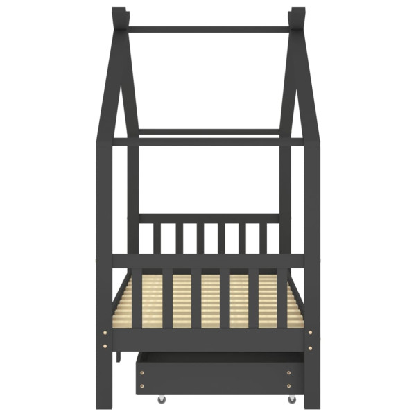 Estructura de cama infantil y cajones madera pino gris 90x200cm M 4