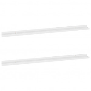 Prateleiras de parede 2 pcs 115x9x3 cm branco brilhante H