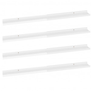 Prateleiras de parede 4 pcs 100x9x3 cm branco brilhante H