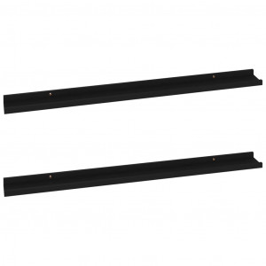 Prateleiras de parede 2 pcs 100x9x3 cm preto H