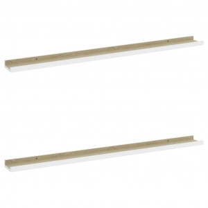 Estantes de pared 2 unidades blanco y roble Sonoma 100x9x3 cm H