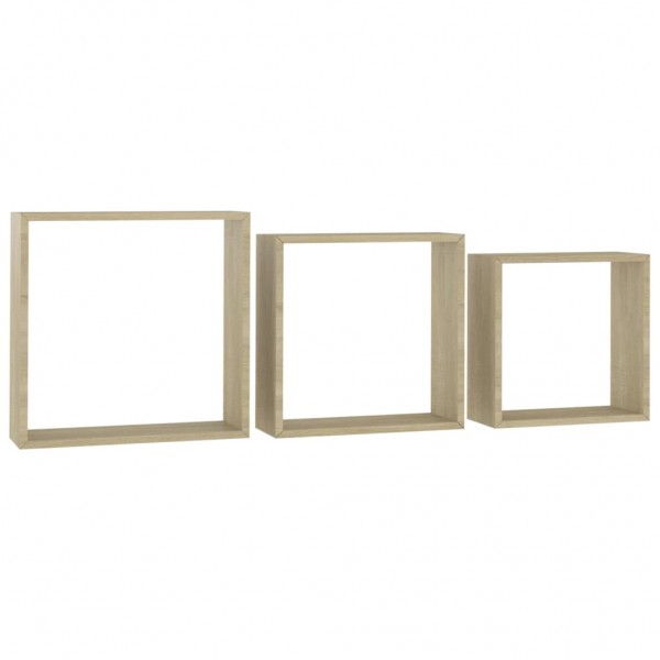 Prateleiras de parede forma de cubo 3pcs cm cor carvalho sonoma M 3