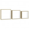 Prateleiras parede forma de cubo 3pcs cm branco/carvalho sonoma 3