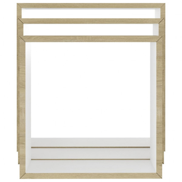 Prateleiras parede forma de cubo 3pcs cm branco/carvalho sonoma M 5