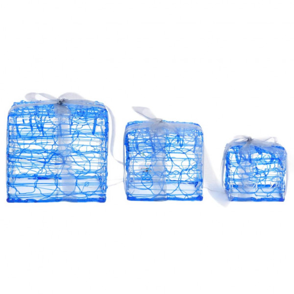 Caixas presentes Natal decorativas 3 pcs acrílico branco frio M 5