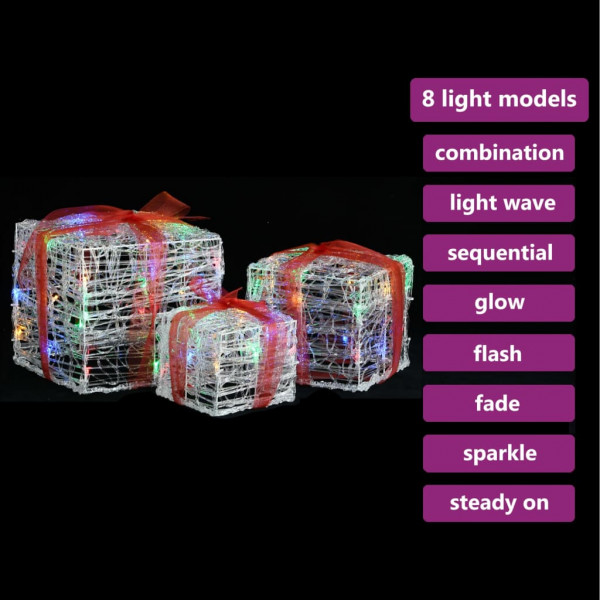 Caja decorativa de regalo Navidad acrílico 3 pzas colorido M 3