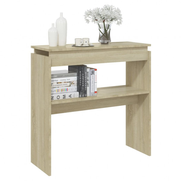 Mesa consola madera contrachapada roble Sonoma 80x30x80 cm M 3