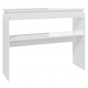 Mesa consola madera contrachapada blanco brillante 102x30x80 cm H