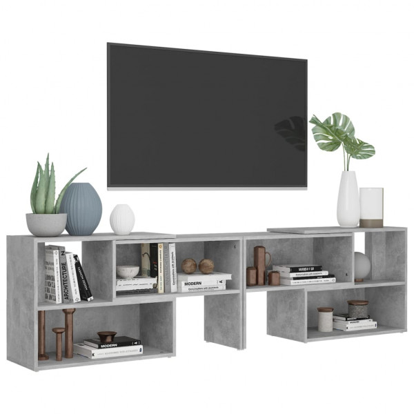 Mueble de TV madera contrachapada gris hormigón 149x30x52 cm M 4