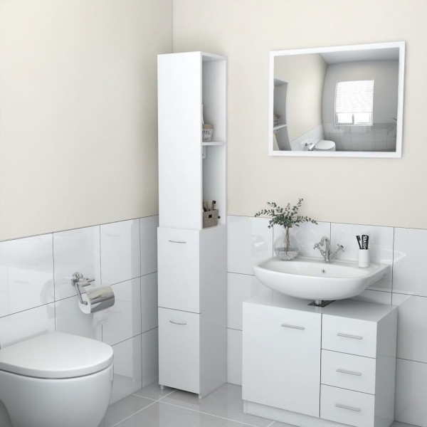 Armario de baño madera contrachapada blanco 25x26.5x170 cm D