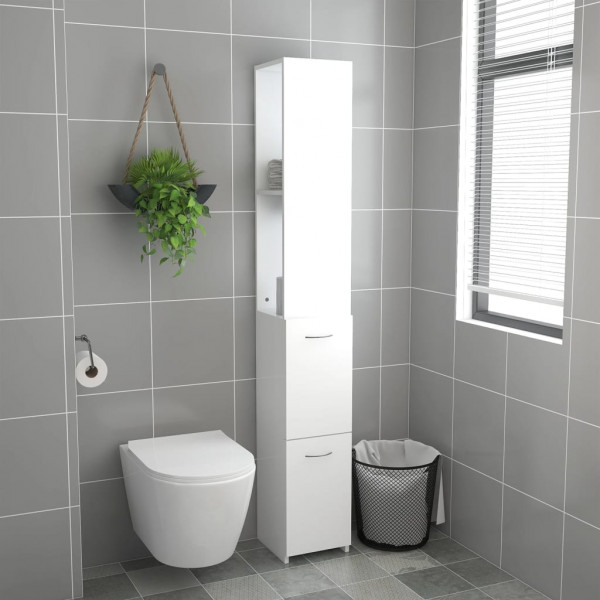 Armario de baño madera contrachapada blanco 25x26.5x170 cm M 3