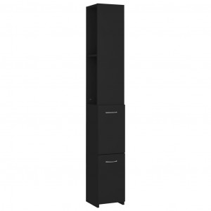 Armario de baño madera contrachapada negro 25x26.5x170 cm H