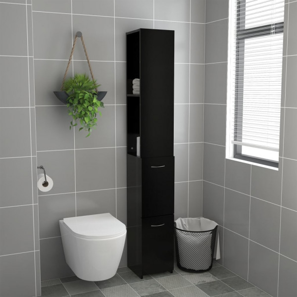 Armario de baño madera contrachapada negro 25x26.5x170 cm M 3