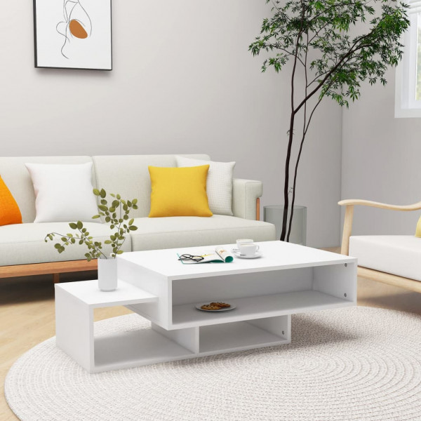 Mesa de centro madera contrachapada blanco 105x55x32 cm D