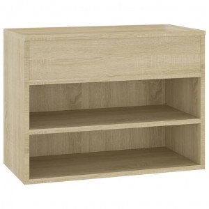 Banco zapatero madera contrachapada roble Sonoma 60x30x45 cm H
