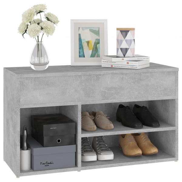 Banco zapatero de aglomerado gris hormigón 80x30x45 cm M 4