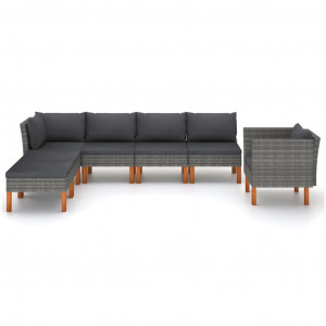 Set de muebles de jardín 7 pzas ratán sintético eucalipto gris H