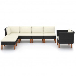 Set muebles de jardín 7 pzas ratán sintético eucalipto negro H