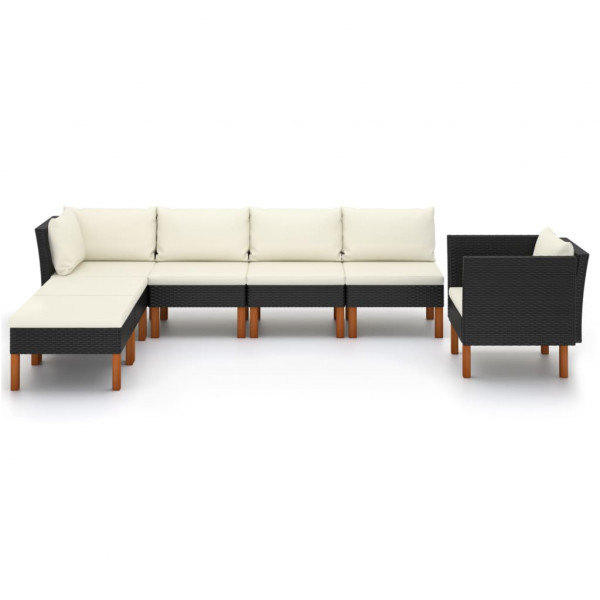 Set muebles de jardín 7 pzas ratán sintético eucalipto negro M 2