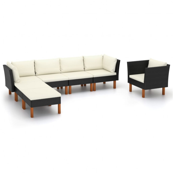 Set muebles de jardín 7 pzas ratán sintético eucalipto negro D