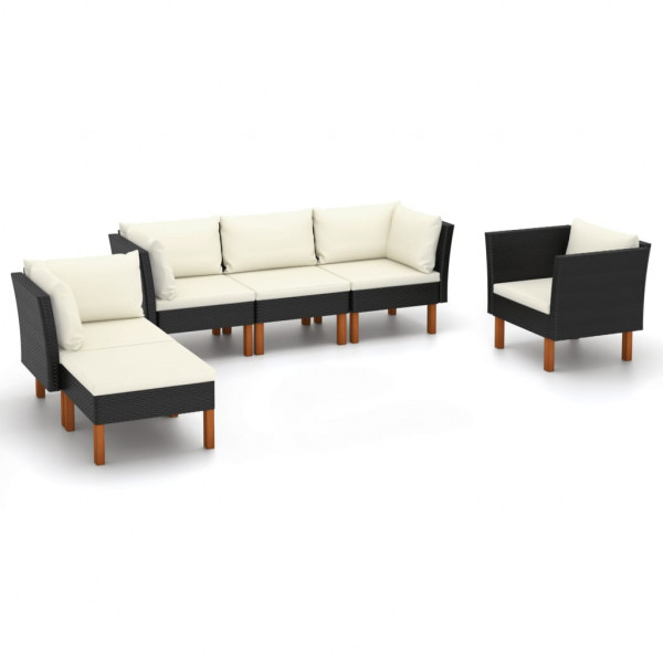 Set muebles de jardín 9 pzas ratán sintético eucalipto negro D