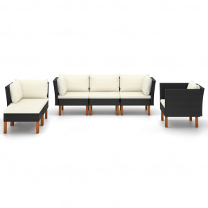 Set muebles de jardín 9 pzas ratán sintético eucalipto negro H
