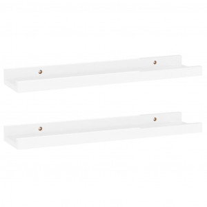 Prateleiras de parede 2 pcs 40x9x3 cm branco brilhante H