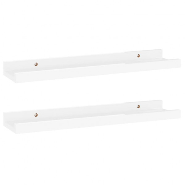 Prateleiras de parede 2 pcs 40x9x3 cm branco brilhante M 2