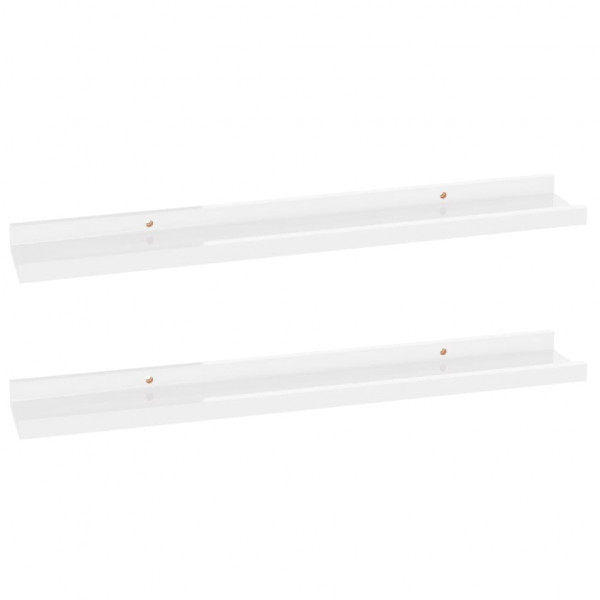 Prateleiras de parede 2 pcs 60x9x3 cm branco brilhante M 2