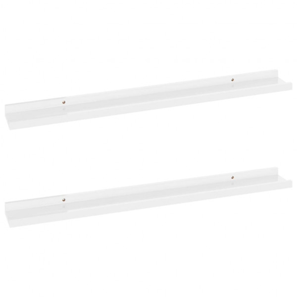 Prateleiras de parede 2 pcs 80x9x3 cm branco brilhante M 2