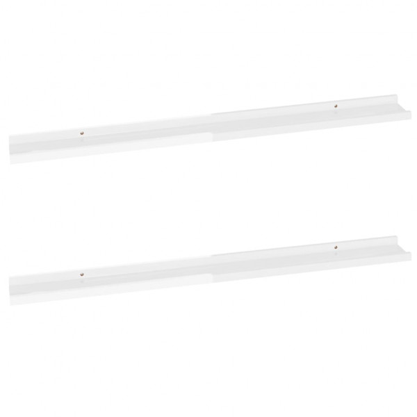 Estantes de pared 2 unidades blanco brillo 100x9x3 cm M 2