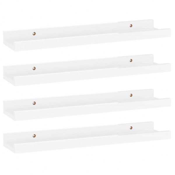 Prateleiras de parede 4 pcs 40x9x3 cm branco brilhante M 2