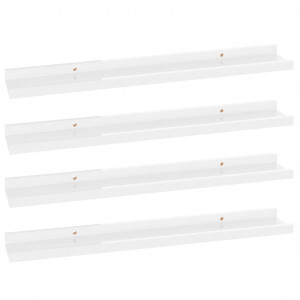 Estantes de pared 4 unidades blanco brillo 60x9x3 cm H