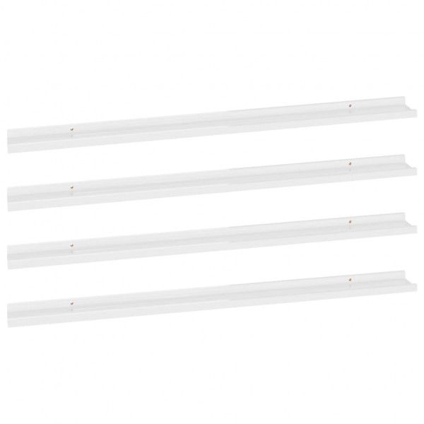 Estantes de pared 4 unidades blanco brillo 115x9x3 cm M 2