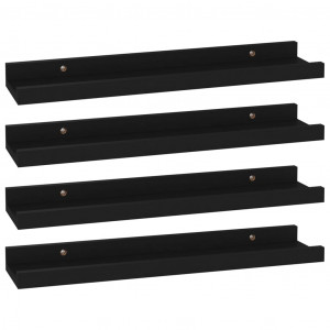 Prateleiras de parede 4 pcs 40x9x3 cm preto H