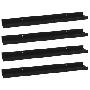 Prateleiras de parede 4 pcs 60x9x3 cm preto H