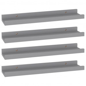Prateleiras de parede 4 pcs 40x9x3 cm cinzento H