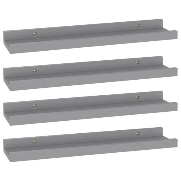 Prateleiras de parede 4 pcs 40x9x3 cm cinzento M 2