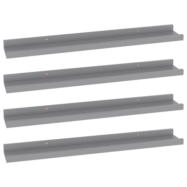 Prateleiras de parede 4 pcs 60x9x3 cm cinzento M 2