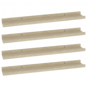 Estantes de pared 4 unidades roble Sonoma 60x9x3 cm H
