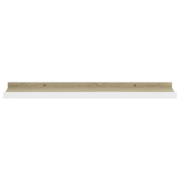Prateleiras de parede 2 pcs 60x9x3 cm branco e carvalho sonoma M 5