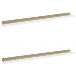 Estantes de pared 2 unidades blanco y roble Sonoma 80x9x3 cmm H