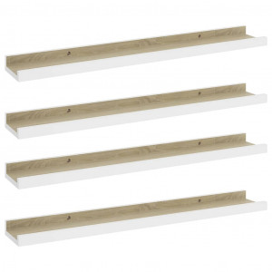 Prateleiras de parede 4 pcs 60x9x3 cm branco e carvalho sonoma H