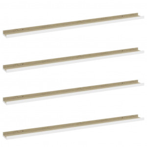 Estantes de pared 4 unidades blanco y roble Sonoma 115x9x3 cm H