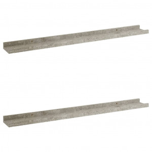 Prateleiras de parede 2 pcs 80x9x3 cm cinzento cimento H