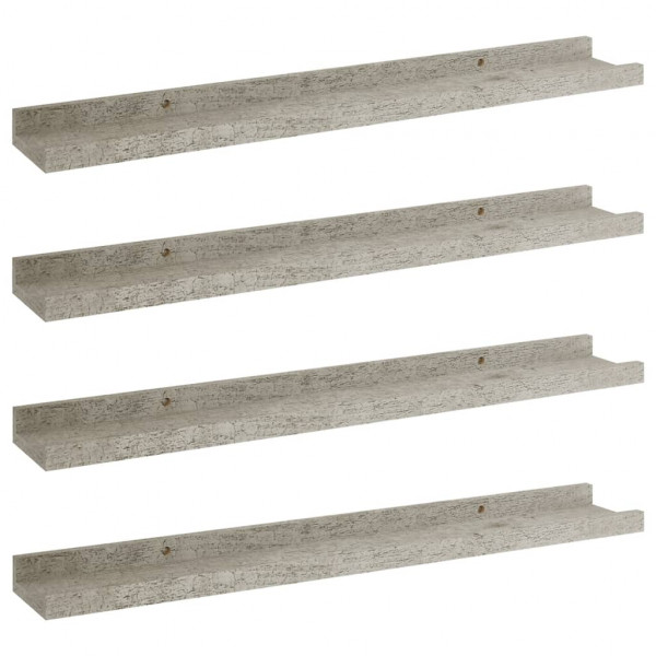 Prateleiras de parede 4 pcs 60x9x3 cm cinzento cimento M 2