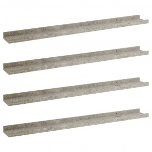 Prateleiras de parede 4 pcs 80x9x3 cm cinzento cimento H
