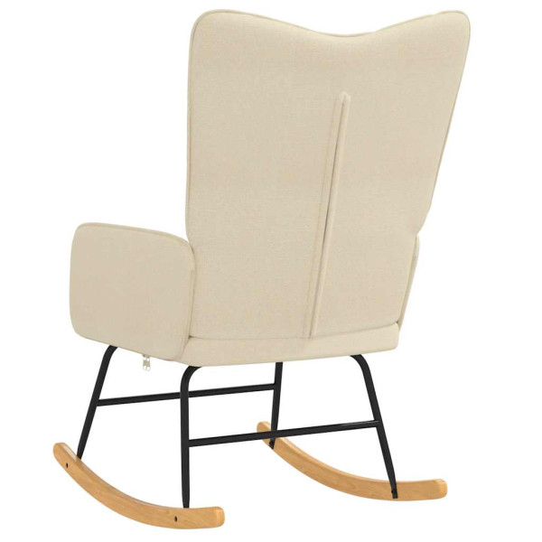 Silla mecedora de tela color crema M 4