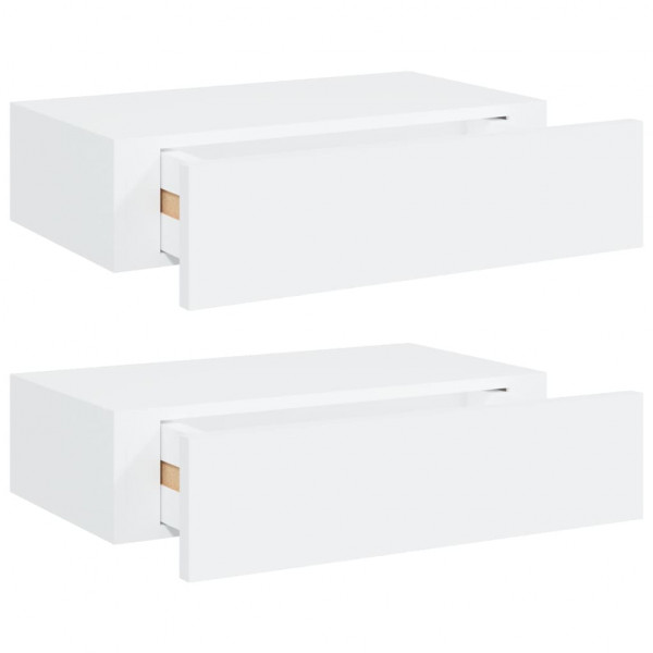 Estantes de pared con cajón 2 uds MDF blanco 40x23.5x10 cm M 4